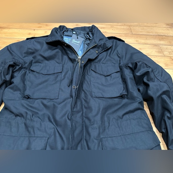 Brandit M-65 Standard Tactical Military Winter Parka Men’s Size L Black Hooded - Picture 3 of 13